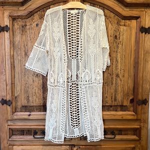 Anthropology The Korner Crochet Duster Cream OS